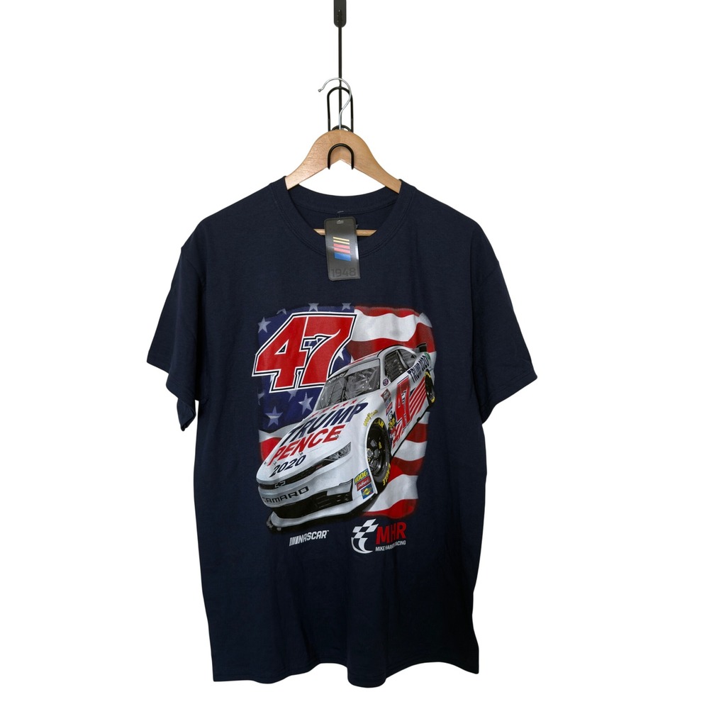 Nascar Men Large Je Nemecheck K Checkered Flag Trump Pence 2020 Graphic T Shirt